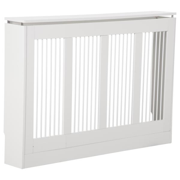 Cobertura para Radiador em MDF com Ripas e Prateleira para Sala e Quarto 120x18x84 cm Branco