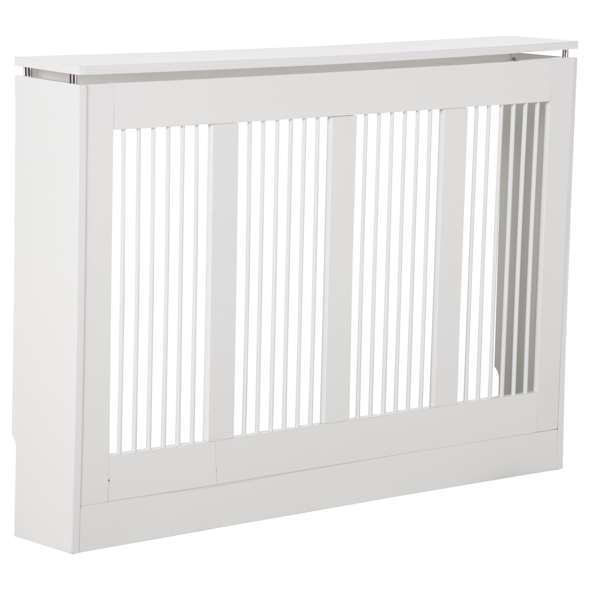 Cobertura para Radiador em MDF com Ripas e Prateleira para Sala e Quarto 120x18x84 cm Branco