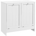 Armário de Casa de Banho com Cestos de Roupa Suja Móvel Roupa Suja com 2 Compartimentos 66x33x68 cm Branco