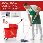 Balde de Limpeza 20L com Rodas e Espremedor Balde para Esfregona com Separador de Água 60x27x70,5 cm Vermelho
