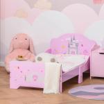 Cama Infantil Meninas c/ Barreira de Proteção 143x73 cm Carga Máx. 50kg para Crianças acima de 3 Anos Rosa