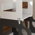 Torre de Aprendizagem 4 em 1 para Crianças em Forma de Carro Convertível em Mesa e Cadeira 58x46x92 cm Branco e Cinza