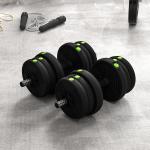 Kit de Halteres 20kg 2 em 1 com Barra de Pesos Pega Antiderrapante para Treino de Força Preto Verde