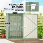 Abrigo de Jardim Metálico 0,92 m² 100x103x160 cm com 1 Porta e Fecho para Armazenamento Ferramentas Verde Claro