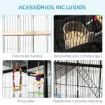 Gaiola para Pássaros com Rodas de 3 Níveis com 3 Poleiros Comedouros Brinquedos Rampas e Prateleira 83x53x180 cm Preto