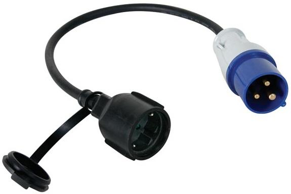 Cabo Adaptador Ficha CEE 3 Polos Macho - Ficha Schuko Femea (40cm)