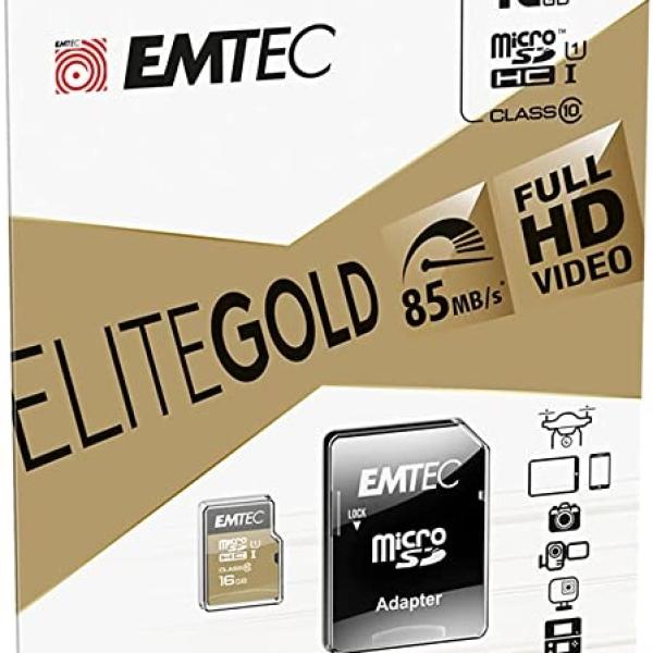 Cartão de Memória 16GB Micro SDHC Classe 10 Gold+ 85MB/s - EMTEC