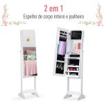 Armário para Joias Luzes LED de luz Reclinável Madeira 30x36x146cm cor Branco