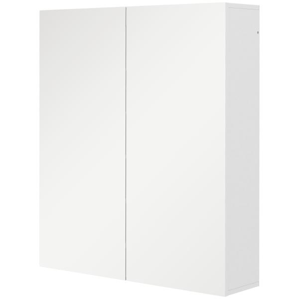 Armário de Casa de Banho com Espelho de Parede com 2 Portas e Prateleira Ajustável Fecho Suave 60x15x70 cm Branco