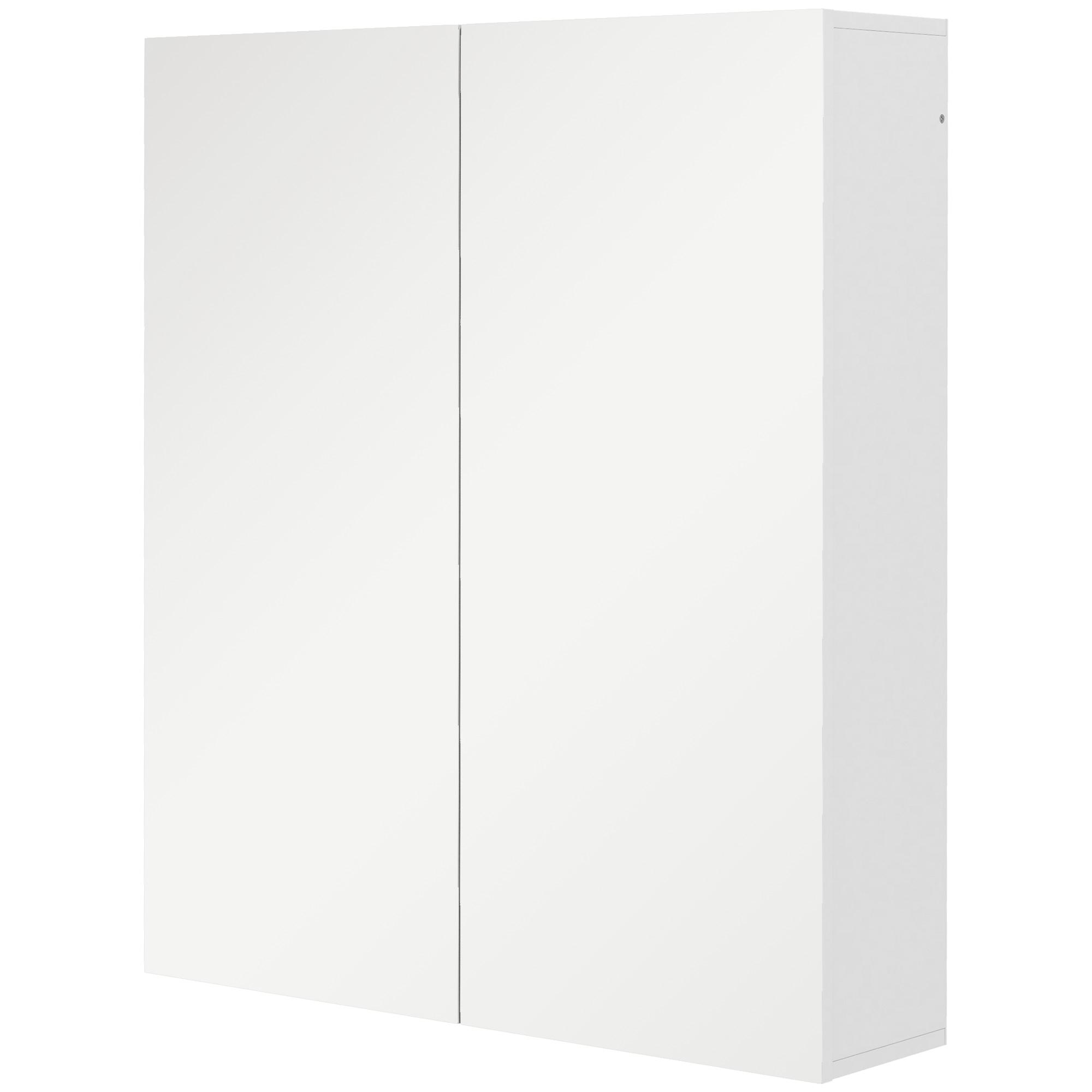 Armário de Casa de Banho com Espelho de Parede com 2 Portas e Prateleira Ajustável Fecho Suave 60x15x70 cm Branco