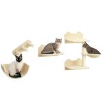 Prateleiras de Parede para Gatos 4 Peças com Rede Plataforma Semicircular Plataformas de Salto e Poste de Sisal Bege