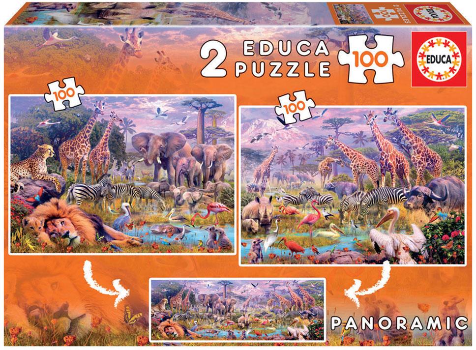 Puzzle Junior 2x100 Animais Selvagens - EDUCA