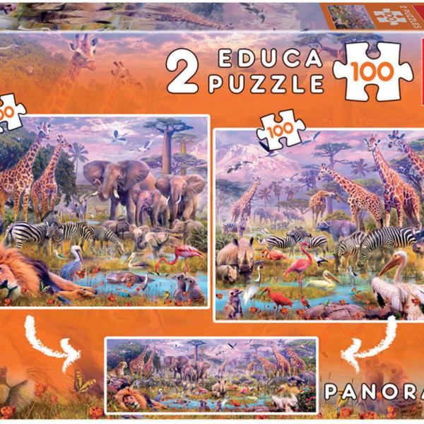 Puzzle Junior 2x100 Animais Selvagens - EDUCA