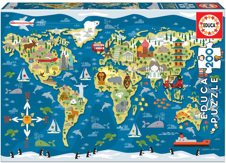 Puzzle Junior 200 Mapa - Múndi - EDUCA