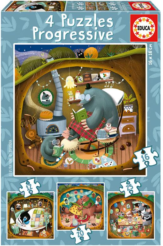 4x Puzzle Progressivo Contos da Floresta 12 - 25 - EDUCA