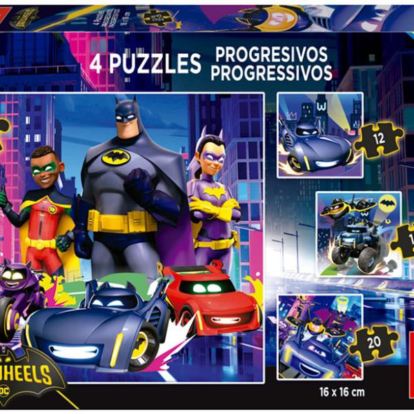 4 Puzzles Progressivos 12 - 16 - 20 - 25 Batwheels - EDUCA