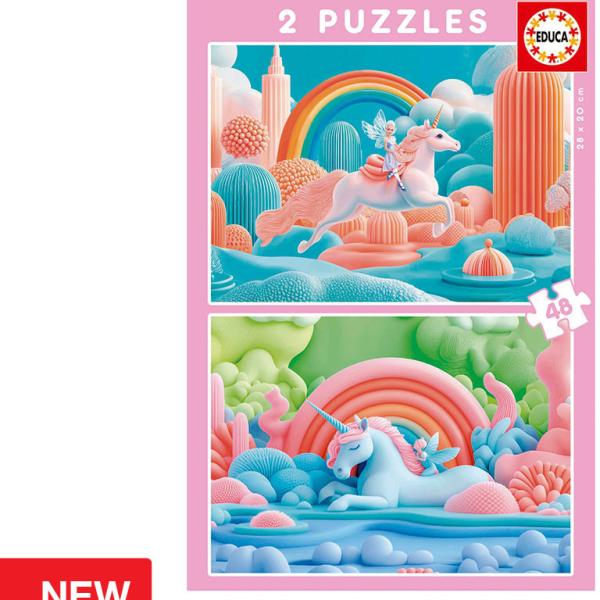 Puzzle Junior 2X48 Unicórnios Mágicos - EDUCA