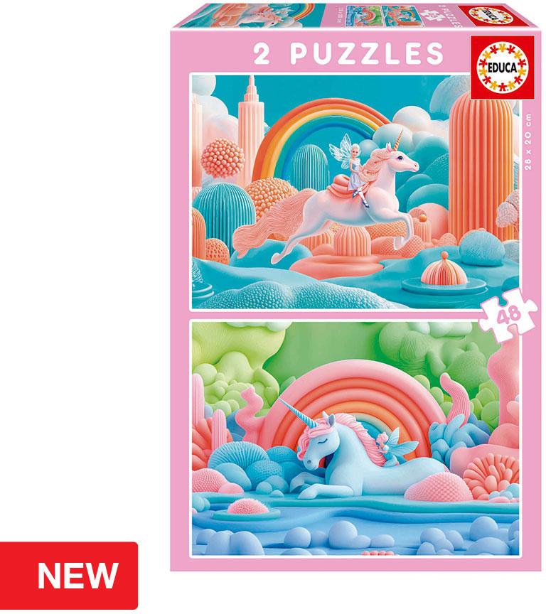 Puzzle Junior 2X48 Unicórnios Mágicos - EDUCA