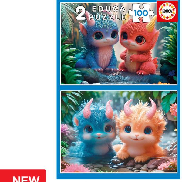 Puzzle Junior 2x100 Monstros Adoráveis - EDUCA