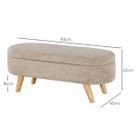 Banco para Pé de Cama Banco de Armazenamento com Pés de Madeira e Assento Acolchoado 110x40x43 cm Bege