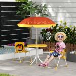 Conjunto Infantil de Mesa e Cadeiras de Exterior Conjunto de 2 Cadeiras Dobráveis e Mesa para Crianças Amarelo e Castanho