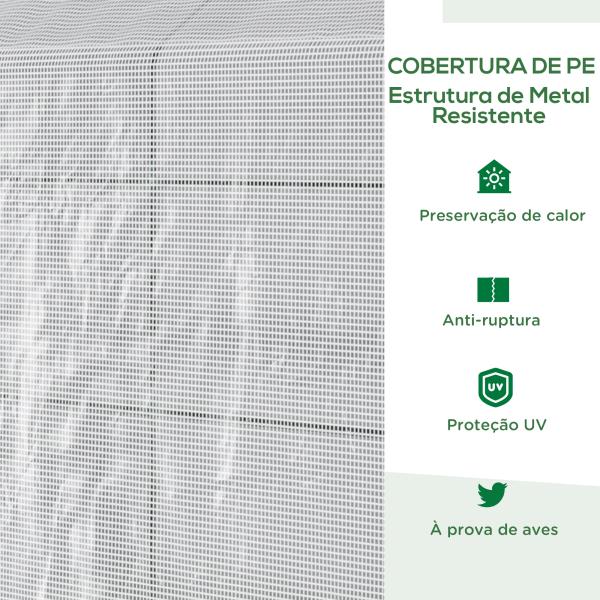 Estufa de Jardim Estufa Caseira com 4 Prateleiras Porta Enrolável Cobertura de PE 140g/m² e Estrutura de Aço para Cultivos de Plantas Flores 120x186x190cm Branco