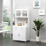 Armário de cozinha com prateleiras internas ajustáveis ​​e gaveta 80x48x170 cm Branco