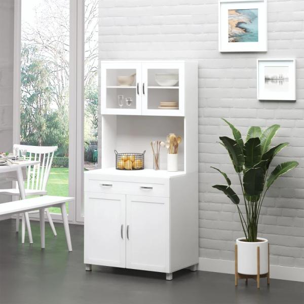 Armário de cozinha com prateleiras internas ajustáveis ​​e gaveta 80x48x170 cm Branco