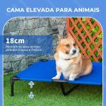 Cama Elevada para Cães com Tecido Oxford e Estrutura de Metal para Interior e Exterior 92x76x18 cm Azul