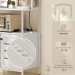 Armário de Cozinha com Tomada de Corrente Suporte para Micro - Ondas 2 Entradas USB e Compartimentos 80x42x171 cm Branco