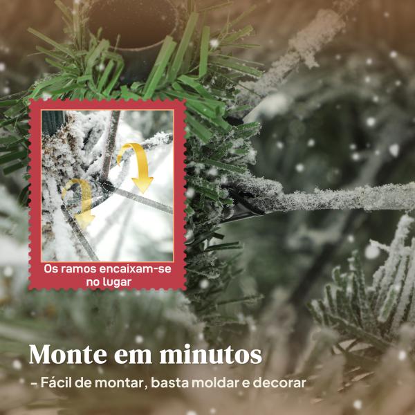 Árvore de Natal Artificial 150 cm Árvore de Natal Nevada com 828 Ramos Base Dobrável e Fácil de Montar Verde