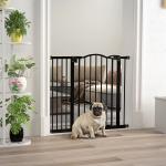 Barreira de Segurança para Cães com Largura Ajustável 74 - 94 cm e Extensão para Escadas e Portas Preto