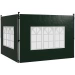 Conjunto de 2 Paredes Laterais para Tendas de 3x3m e 3x6m Paredes Laterais com Janelas Transparentes 293x193cm Verde Escuro