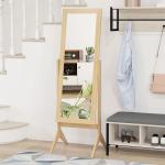 Espelho de Pé para Maquilhagem Reclinável com Estrutura de Madeira para Dormitório Vestidor 47x46x148 cm Carvalho