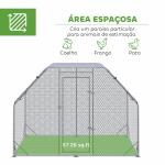 Galinheiro para Exterior Grande de Aço Galvanizado 280x190x195 cm Gaiola para Galinhas com Cobertura de Tecido Oxford Prata