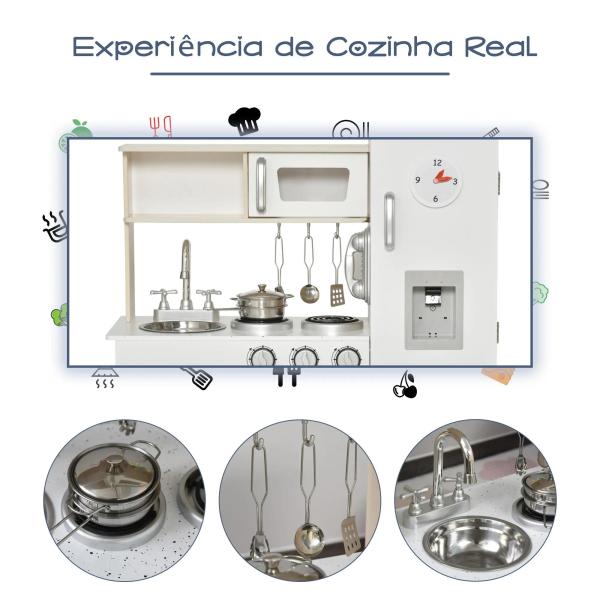 conjunto de brinquedo de cozinha para crianças acima de 3 anos inclui acessorios 74x30x81cm Branco