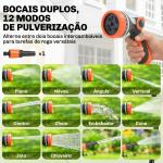 Carretel de Mangueira Retrátil 23+2 m com 12 Modos de Pulverização Bloqueio Automático Retração Controlada Suporte Laranja