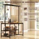 Estante de Cozinha com Tomada de Corrente Estilo Industrial com Prateleiras Ganchos Móvel Auxiliar 116x70x182 cm Marrom Rústico