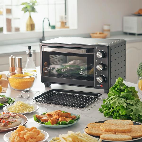 Mini Forno Elétrico 21L 1400W com Temporizador até 60min e Temperatura Ajustável até 230℃ 46x38,5x29 cm Preto