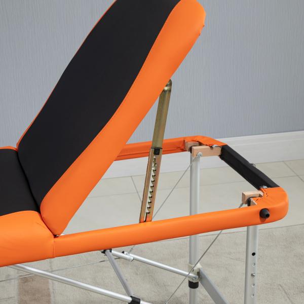 Marquesa de Massagem Dobrável e Portátil com Altura Ajustável e Apoio para a Cabeça 210x81x62 - 85 cm Laranja e Preto