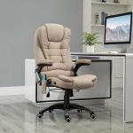 Cadeira de Escritório com Massagem 6 Pontos Reclinável até 130° com Função de Aquecimento 67x74x107 - 116 cm Castanho Claro