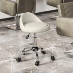 Banco com Rodas Banco Giratório com Altura Ajustável Cosmética Dentista Cabeleireiro Ø50x63 - 83 cm Branco