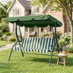 Baloiço de Jardim de 2 - 3 Lugares com Almofada Toldo Ajustável Terraço Patio Capacidade 240kg 170x110x153cm Verde e Branco