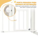 Barreira de Segurança para Cães 74 - 100 cm com Extensão Montagem a Pressão e Duplo Bloqueio para Porta Escada Branco