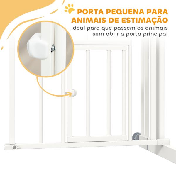 Barreira de Segurança para Cães 74 - 100 cm com Extensão Montagem a Pressão e Duplo Bloqueio para Porta Escada Branco