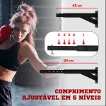 Suporte para Saco de Boxe de Parede com Distância Ajustável de 45 - 65 cm Gancho Giratório de 360° e Correntes Preto