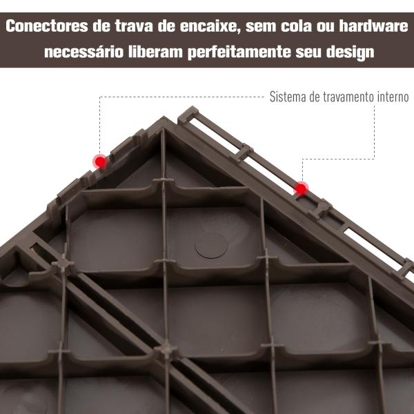 Conjunto de 9 Estrados 30x30cm com Área de 0.81 m² para Exterior e Interior Estrados com Sistema Click com Superfície Antiderrapante para Balcão Terraço Jardim Marrom