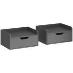 Conjunto de 2 Mesas de Cabeceira de Parede Flutuantes com 1 Gaveta para Quarto 40x30x19,5 cm Preto