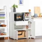 Aparador Auxiliar para Microondas Buffet de Cozinha com 2 Armários com Portas 1 Gaveta e Prateleiras de Armazenamento 90x40x120cm Branco