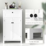 Armário Casa de Banho Móvel Casa de Banho com Gaveta 2 Portas e Prateleira Ajustável 60x30x102,5 cm Branco